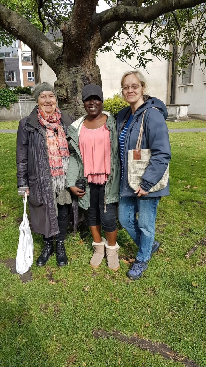 Betty with hosts, Mary and Stefanie
